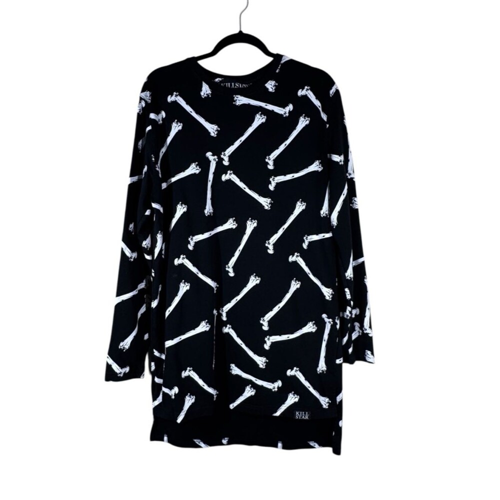 Killstar Bony Sweatshirt Long Line Tunic Mini Dress Long Sleeve Women’s Large